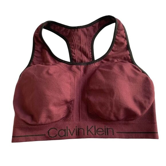 Calvin Klein Performance Sports Bra, Burgundy, XS - Picture 1 of 5
